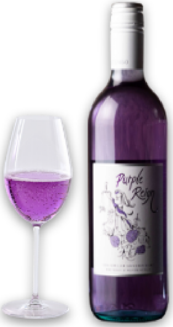 紫ワイン Purple Reign のボトルとグラス